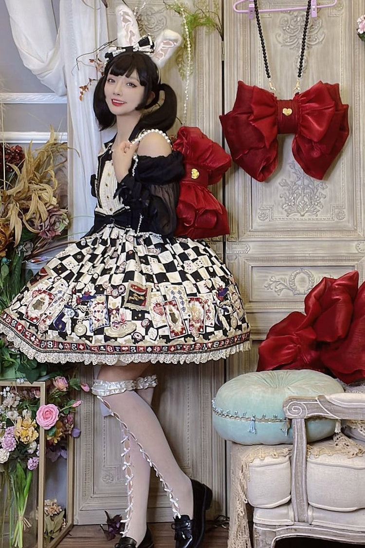 Grand sac à dos Lolita avec nœud rouge vin