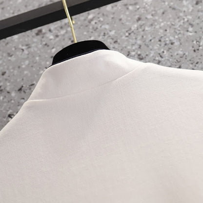 Elegant Shirt Deer Embroidery Buckle Skirt