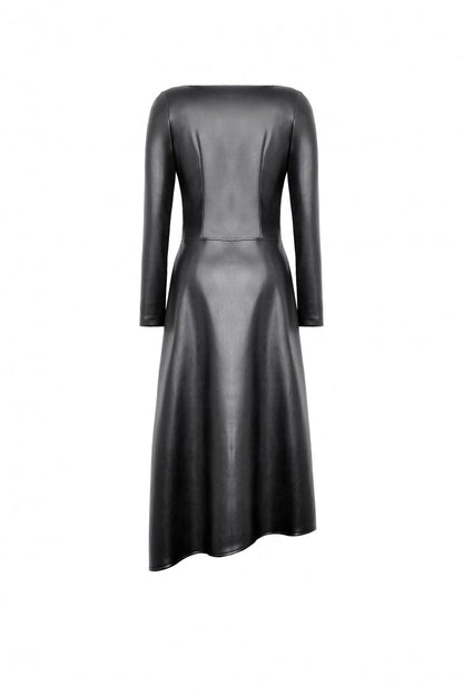 Jet Black Cut-Out Side Slit Asymmetrical Hem Punk Dress