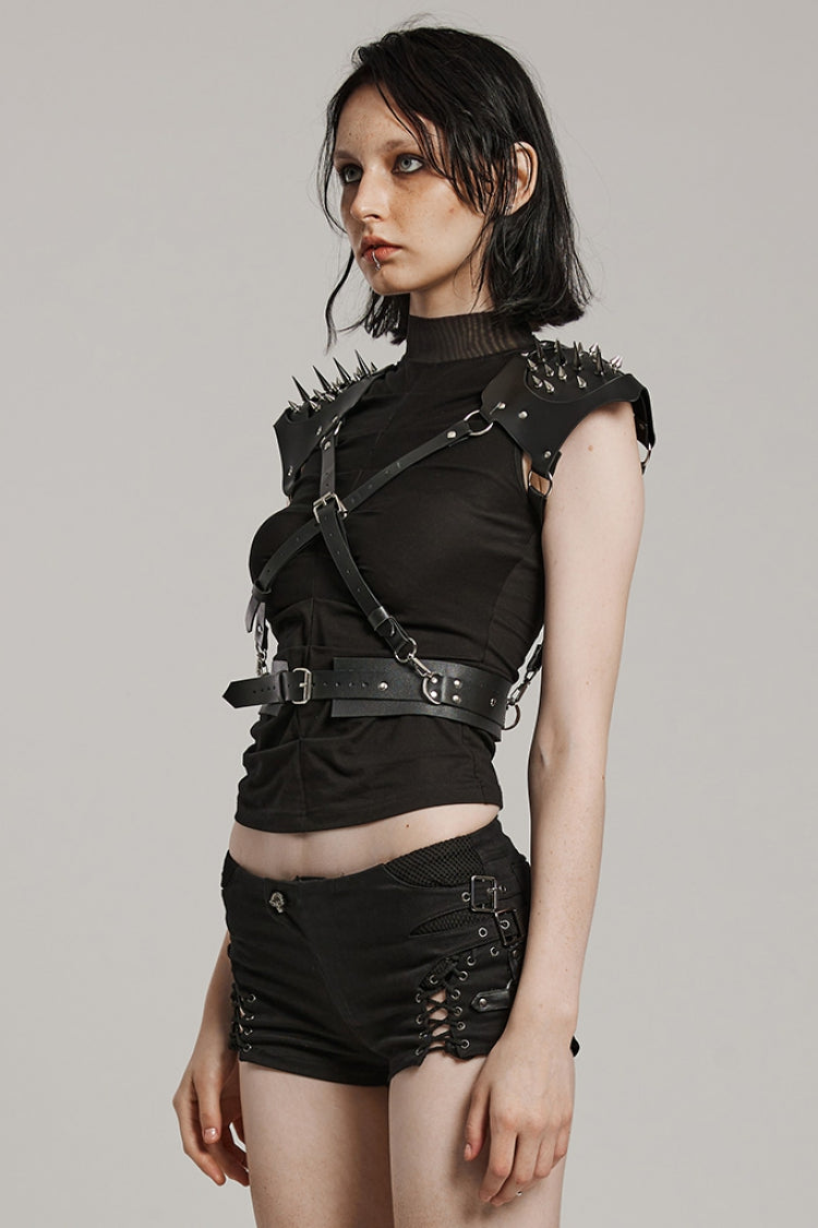 Steampunk Harness with Rivets and Integrated Buckle for Her