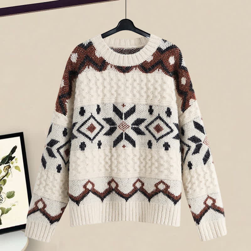 SweaterMidi Colorblock Round Collar Skirt