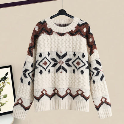 SweaterMidi Colorblock Round Collar Skirt