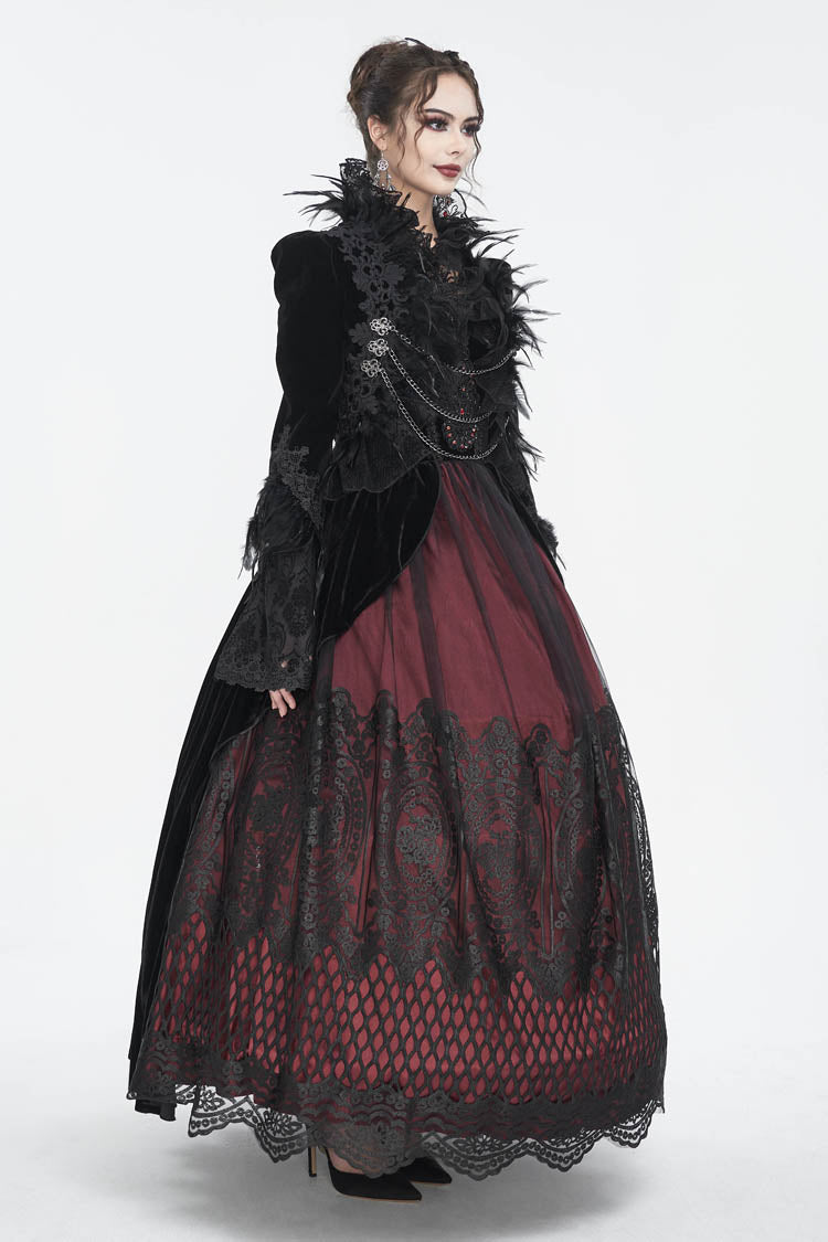 Women's Gothic Jacket with Embroidery and Trumpet Sleeves