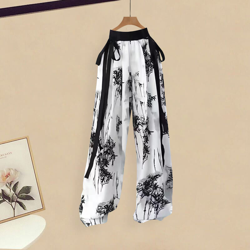 Casual Pink Vintage Painting Pants Buckle Wash T-Shirt