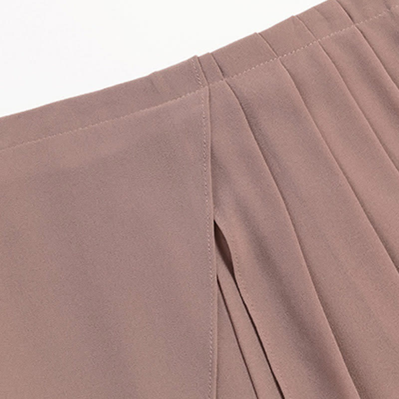 Pleated Split T-Shirt Pants Printed Set Chiffon