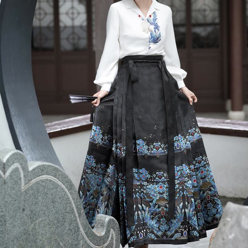 Plumage Embroidery Shirt Flower Tapestry Skirt