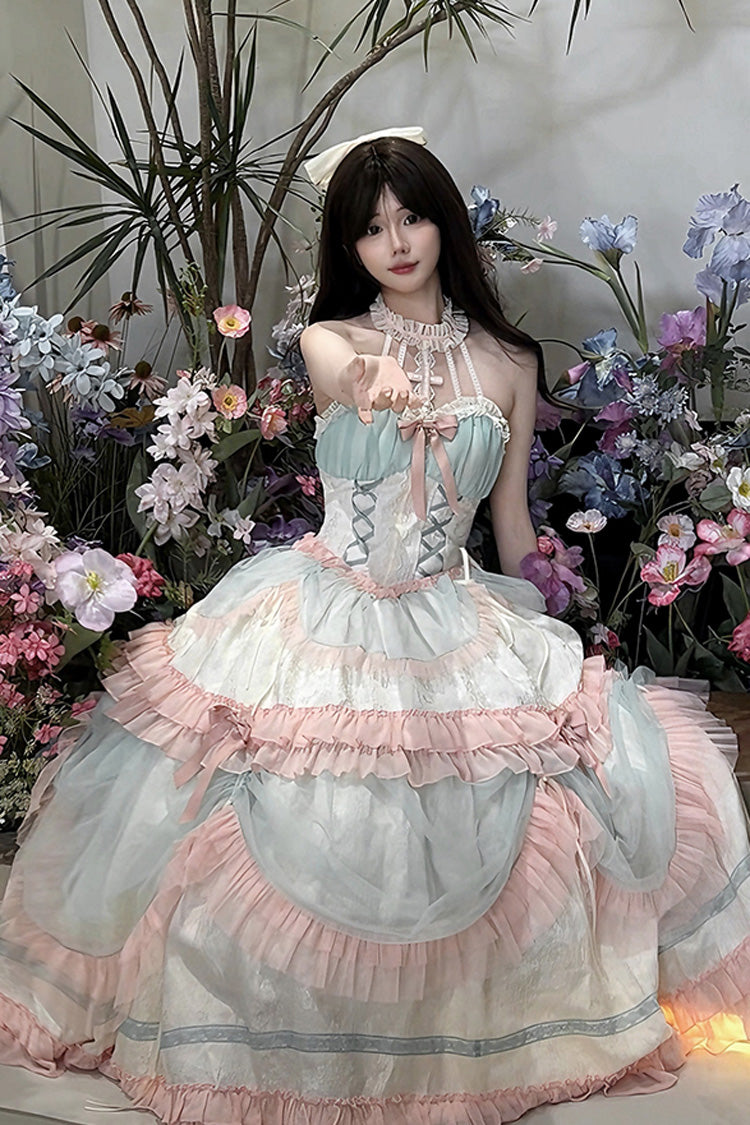Mermaid Halter Ruffle Lace-Up Sweet Lolita Gown