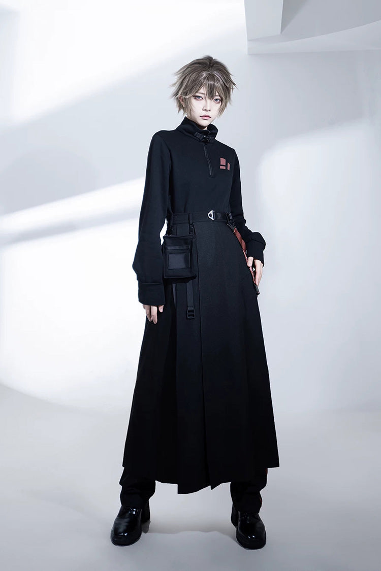 Stand Collar Long-Sleeve Gothic Prince Ouji Skirt Set
