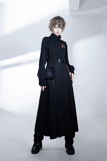 Stand Collar Long-Sleeve Gothic Prince Ouji Skirt Set
