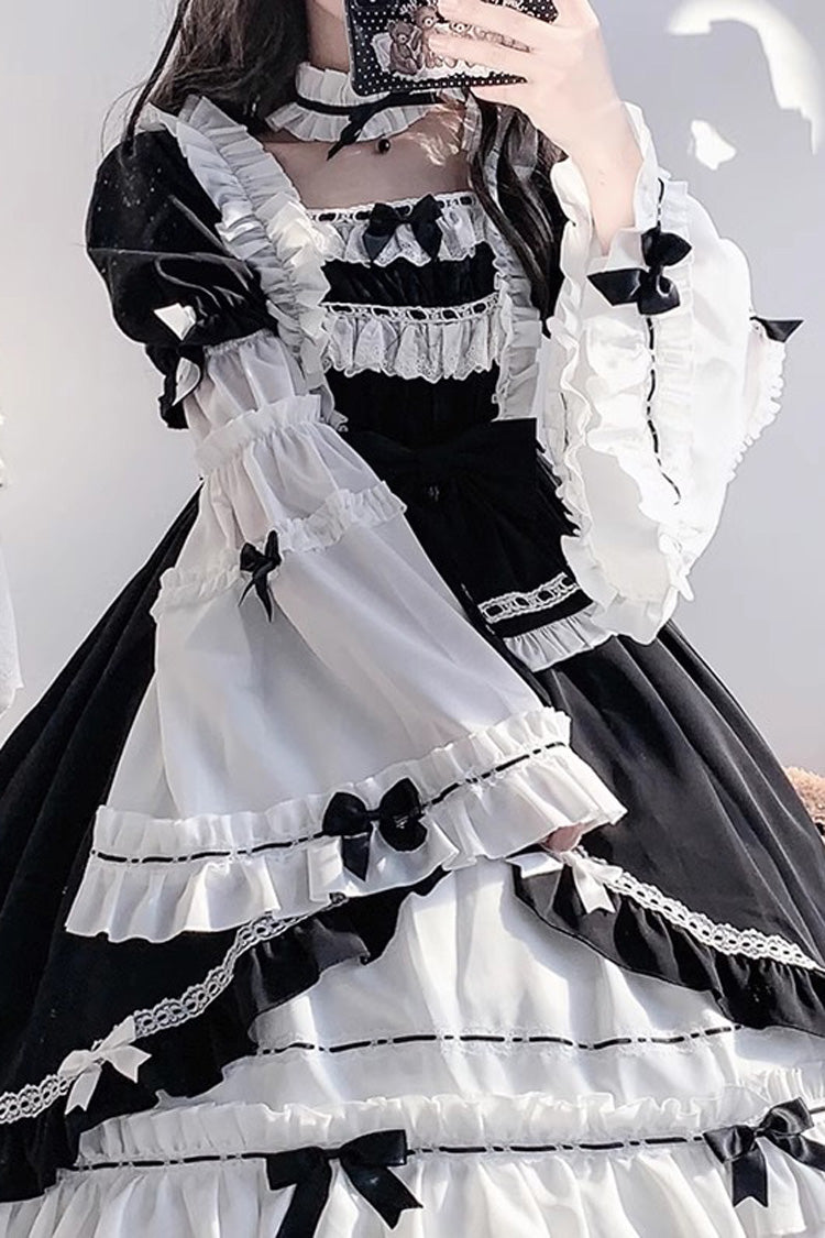 Hime Sleeves Gothic Princess Dress with Multi-Layer Ruffled Cardigan and Bow