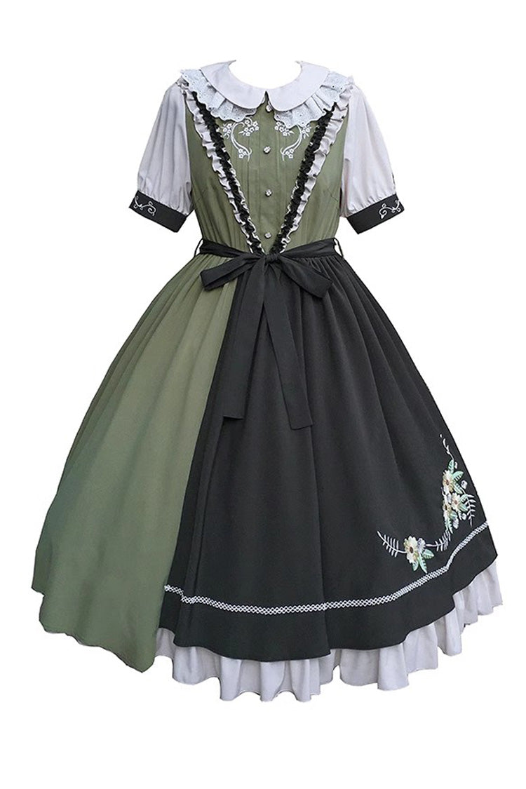 Embroidered Doll Collar Short Sleeve Classic Lolita Gown