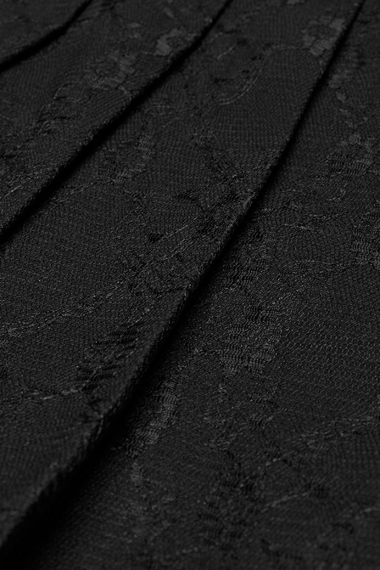 Chain-Adorned Pleated Punk Skirt with Lace Trim