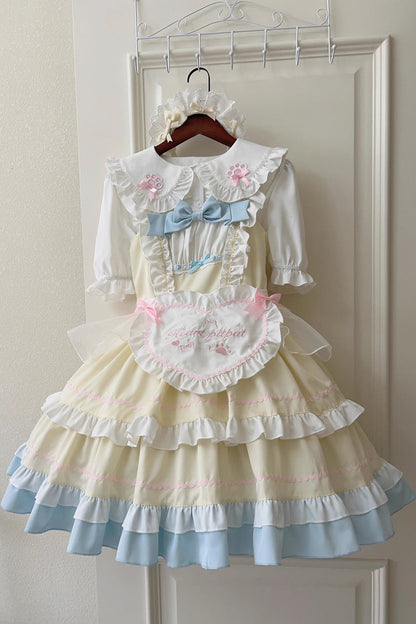 Cat-Ear Story Layered Ruffled Bowknot JSK Lolita Dress in Four Colors