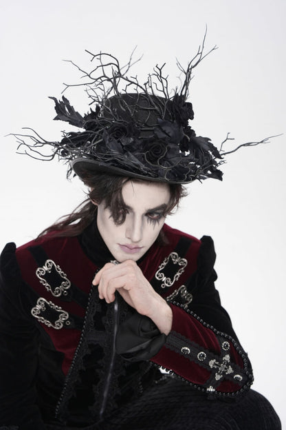 Gothic Hat with Rose Leaf and Branch Motif