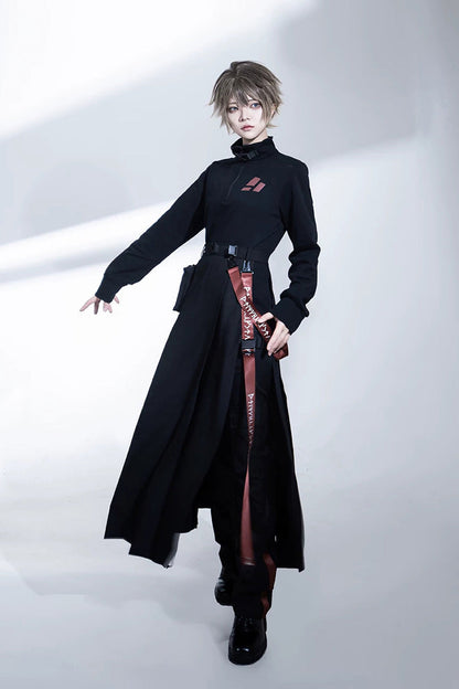 Stand Collar Long-Sleeve Gothic Prince Ouji Skirt Set