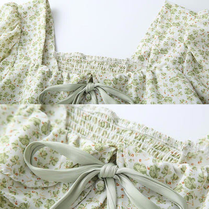 T-Shirt Boho Dress Split Slip Drawstring W707 Green Fringed