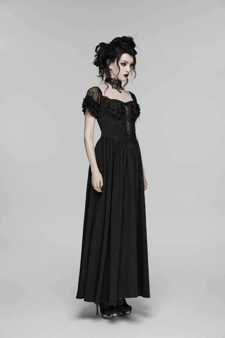 Off Shoulder Short Puff Sleeve Ruffled Hanayome Lace Gothic Elegant Dress