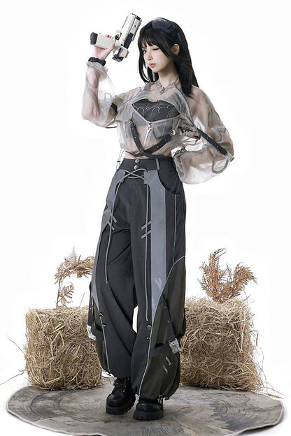 Infinite Battlefield Long Sleeves Printed Techwear Style Gothic Handsome Ouji Lolita Set