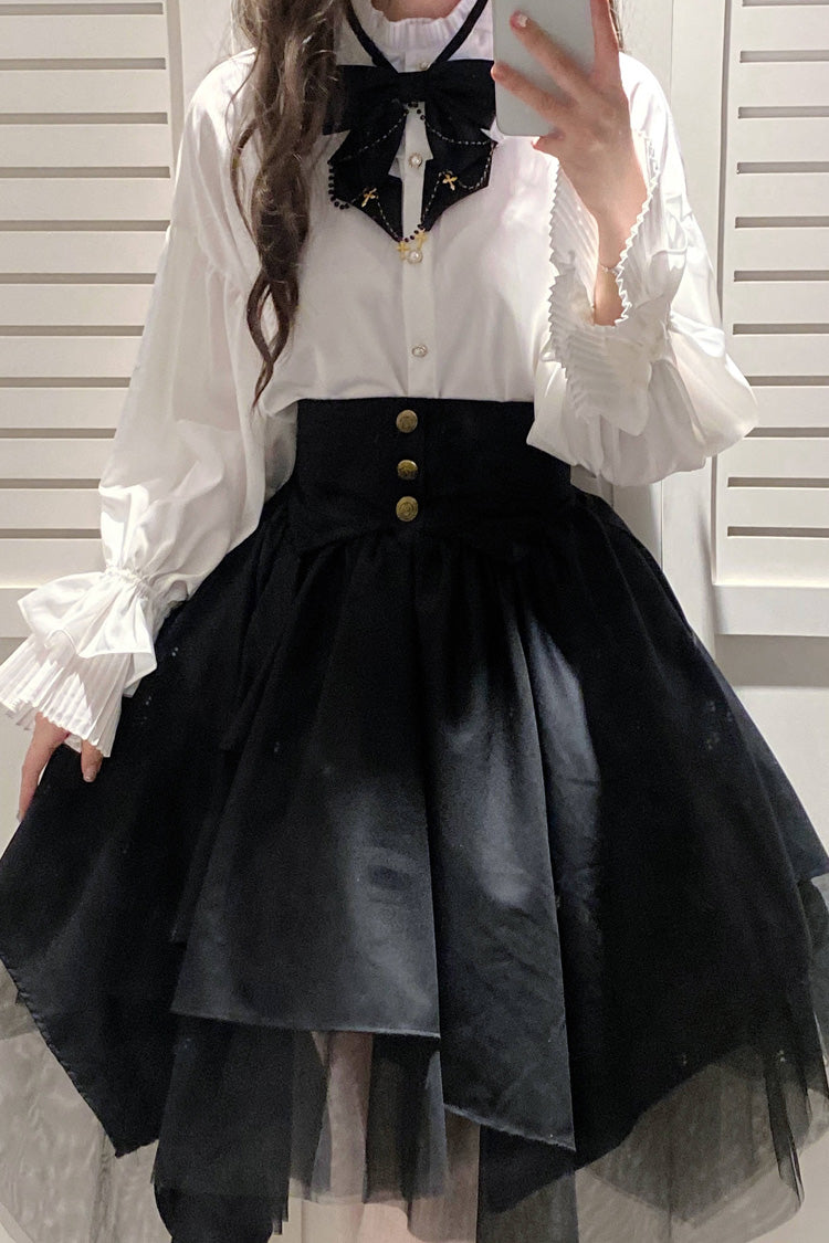 Mesh Asymmetric Black Gothic Japanese Lolita Skirt Design