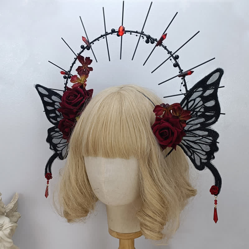 Punk Virgin Halo Rose Motte Schmetterling Haar-Accessoire