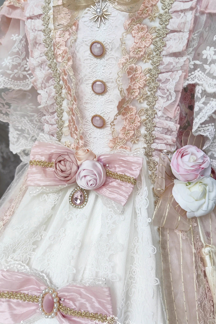 Rose Moonlight Melody Off Shoulder Sleeveless Layered Bride Open Front Bow Lace Gorgeous JSK Set
