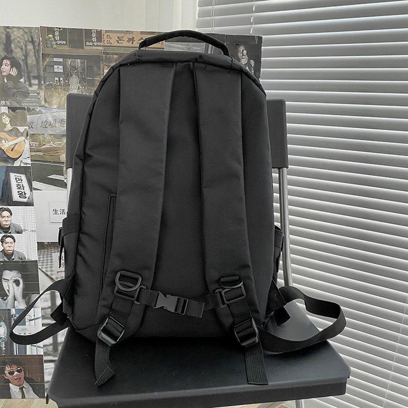 Casual Black Pure Color Casual Backpack