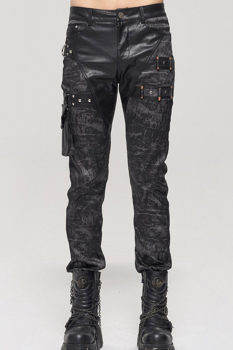 Mens Long Trousers with Detachable Pockets and Rivet Details