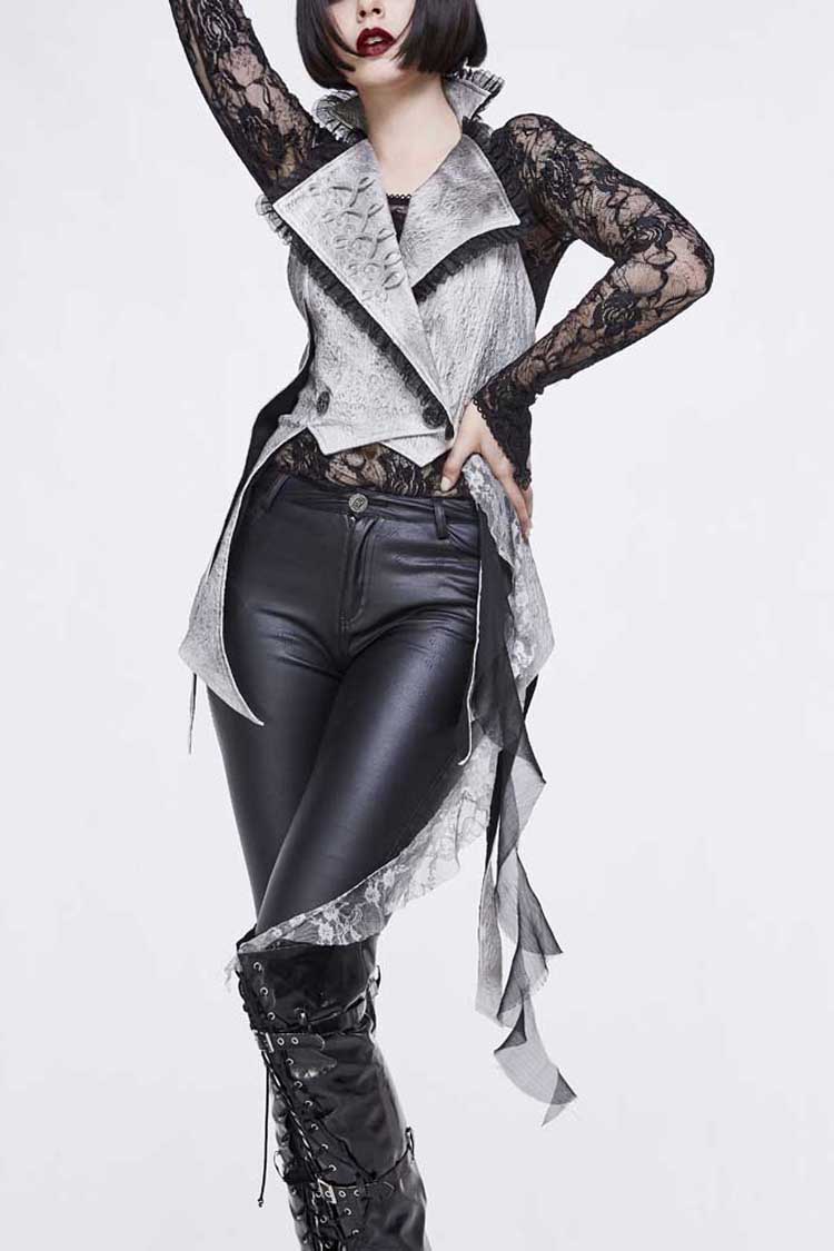 Ivory Laced Up Asymmetrical Hem Gothic Corset Waistcoat