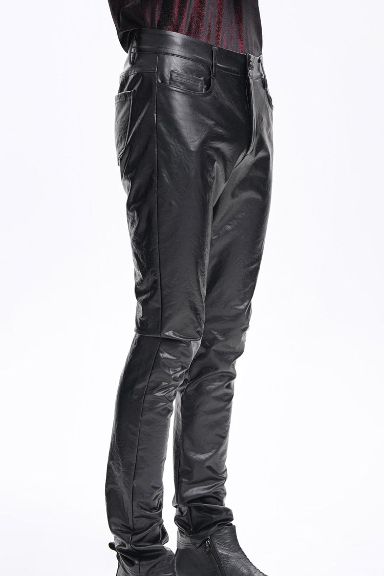 Gothic Men's Trousers with Faux Leather Button Detail
