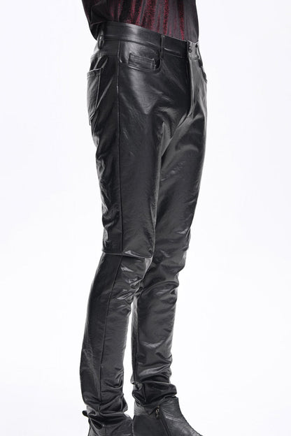 Gothic Men's Trousers with Faux Leather Button Detail
