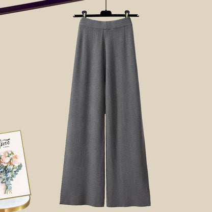 Collar Wide Casual Sqaure Sweater Colorblock Pants Leg