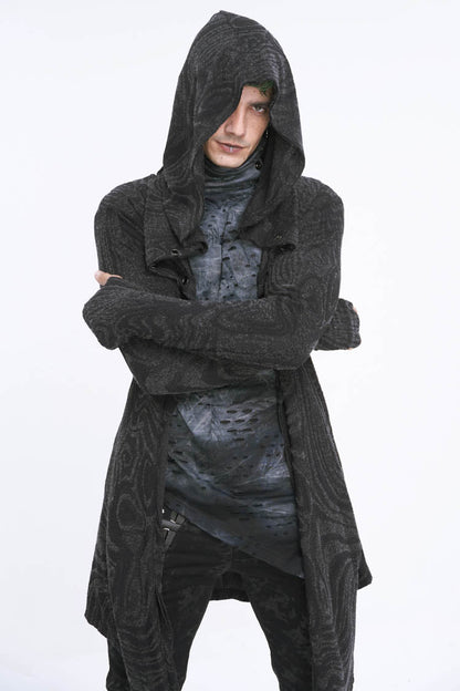 Gothic Hooded Coat with Multi-Chain Back Detail