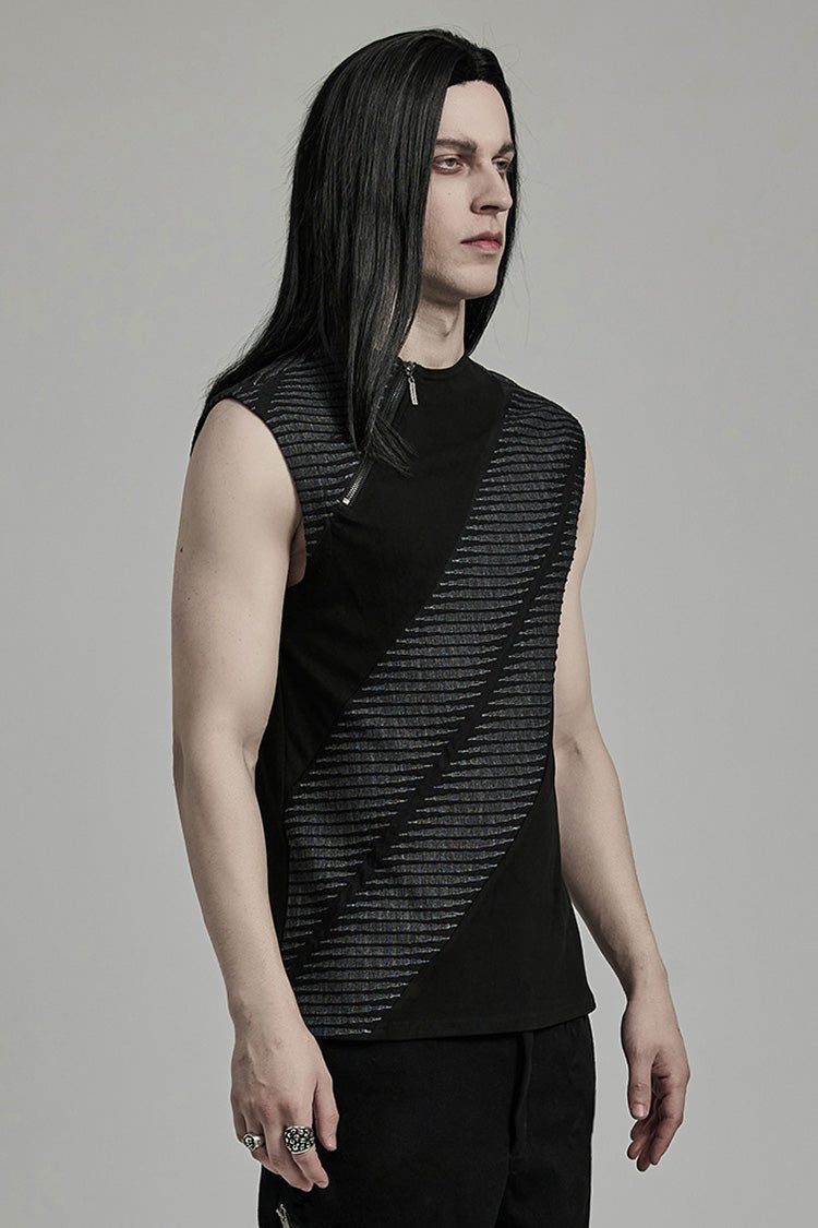 Asymmetric Zipper Punk Tank Top