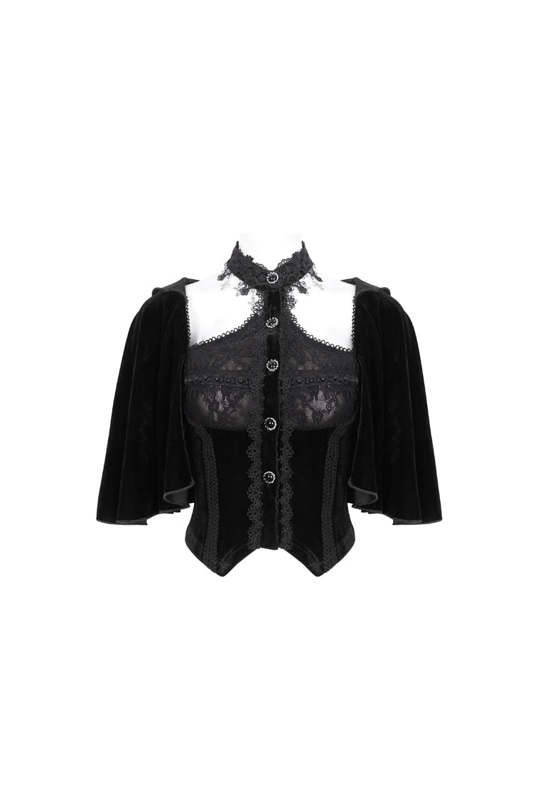 Hooded Gothic Cloak with Lace Details