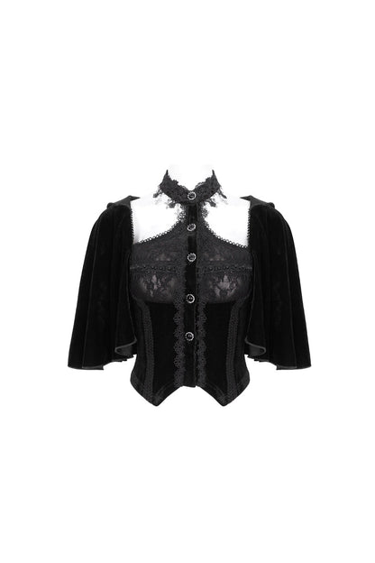 Hooded Gothic Cloak with Lace Details