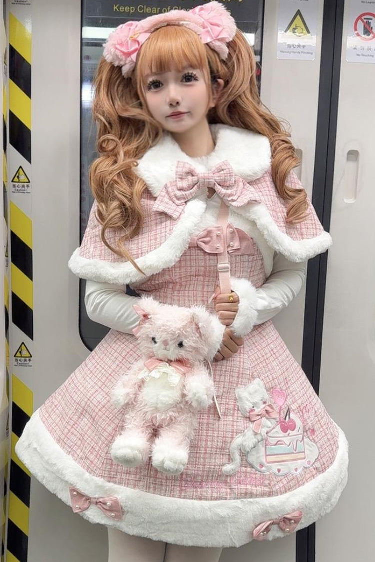 Pink Print Embroidery Bow Sweet Princess JSK Dress
