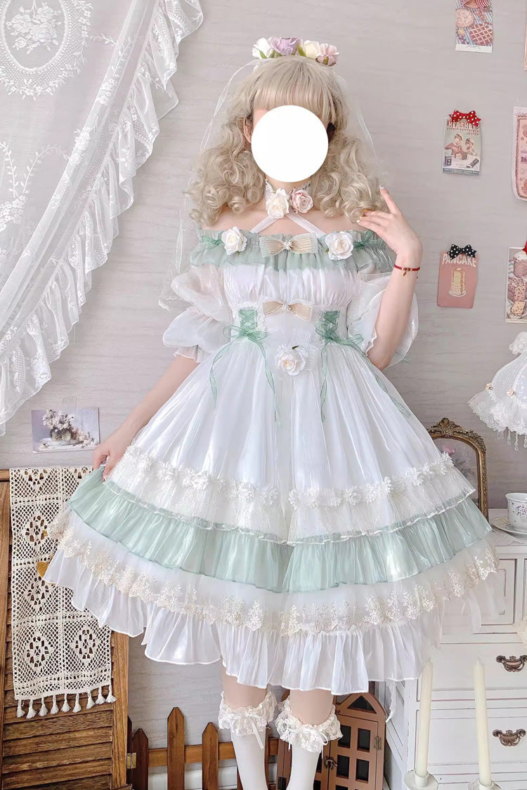 Emerald Ruffled Lace-Up Princess Lolita Dress - Spring Boliya