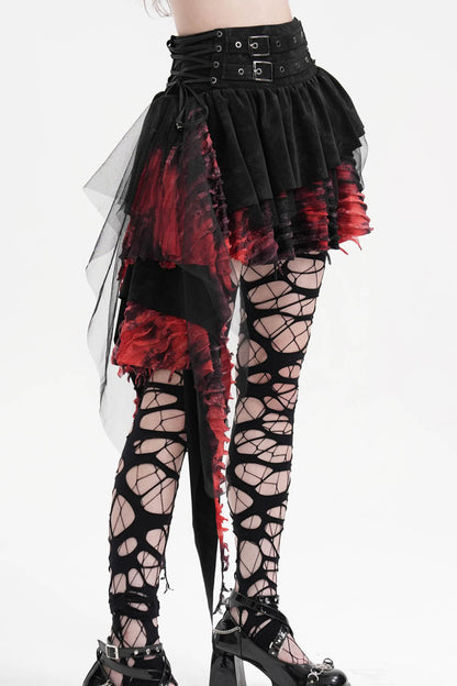 Irregular Mesh Gothic Skirt with Stitching