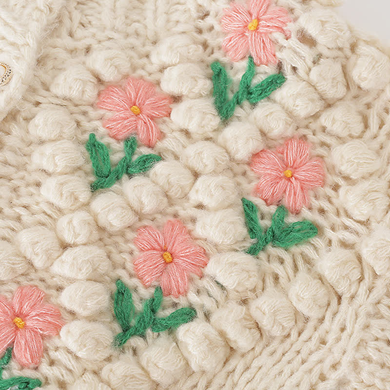 Flower Crochet Cardigan Sweater Knit Pants