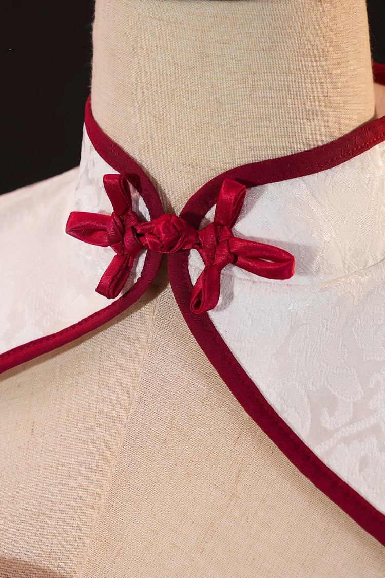 Krul Tepes Seraph of the End Stand Collar Short Sleeves Ruffled Embroidered Bow Classic Chinese Inspired Lolita Hanfu Dress