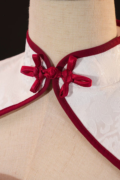 Krul Tepes Seraph of the End Stand Collar Short Sleeves Ruffled Embroidered Bow Classic Chinese Inspired Lolita Hanfu Dress