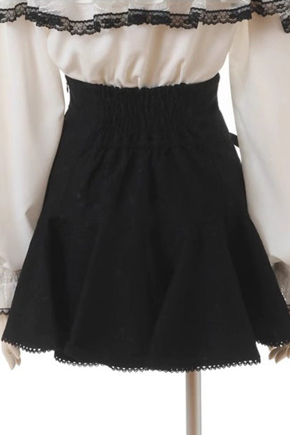 Japanese Bowknot Double Breasted Lace-Up Sweet Jirai Kei Skirt