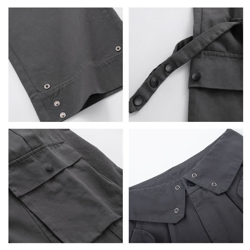 Cross Hoodie Top Crop Chic Pockets Cargo Tank Pants