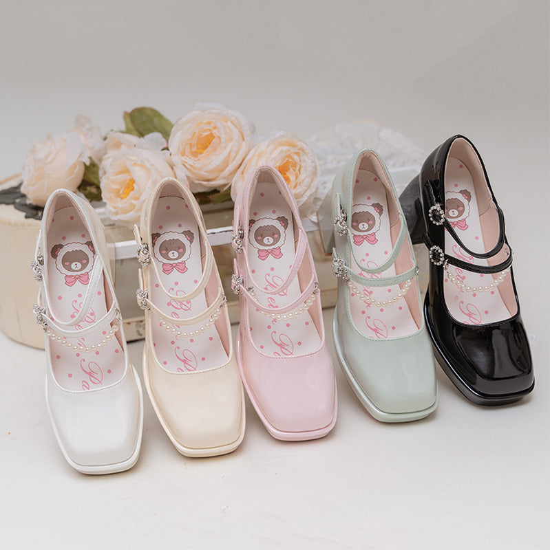 Chaussures Mary Jane Lolita à talons hauts avec nœud papillon Kawaii