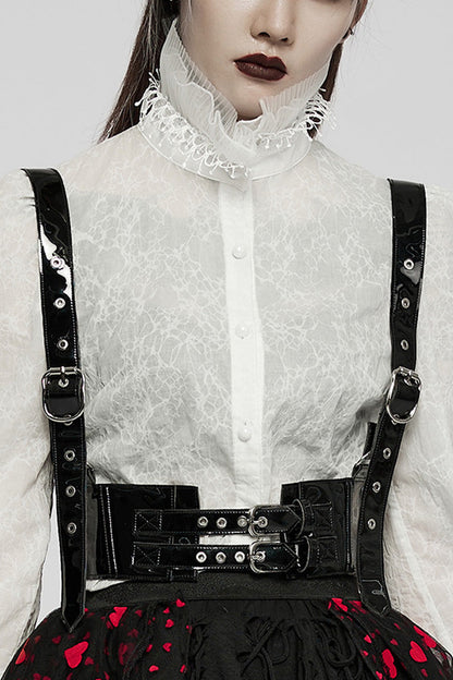Steampunk Belt with Detachable Faux Leather and Metal Buckle for Her
