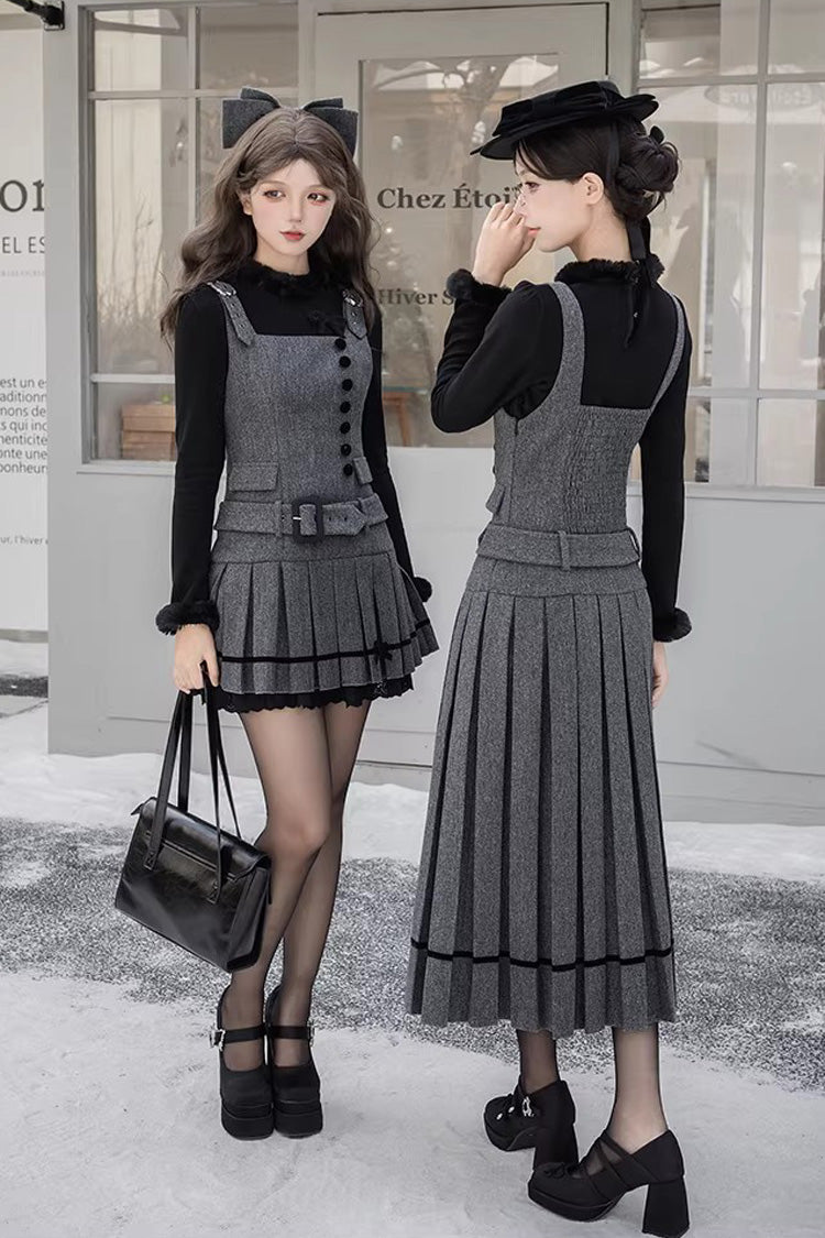 Ruffled Daily Elegant Classic Jumper Dress - Grey Letters & Poems Grace