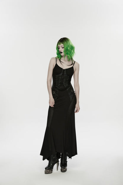 Lace-Up Buckled Eyelet Punk Jsk Dress