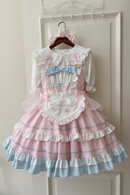 Cat-Ear Story Layered Ruffled Bowknot JSK Lolita Dress in Four Colors
