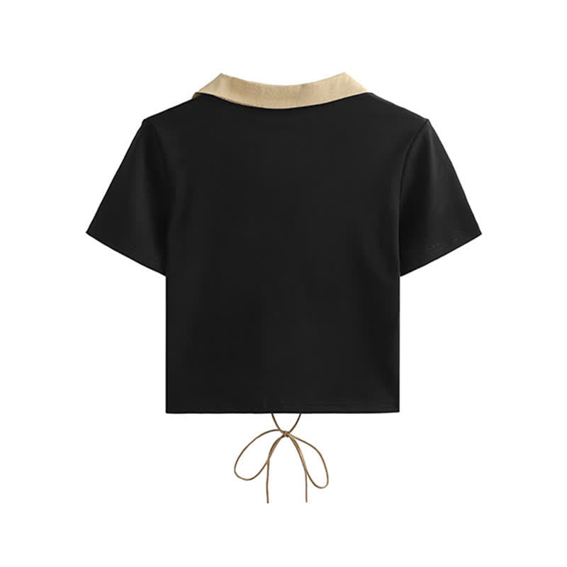 Set Pants Cargo Letter T-Shirt Print Top Crop