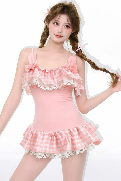 Lolita Swimsuit with Bow and Lace Accents